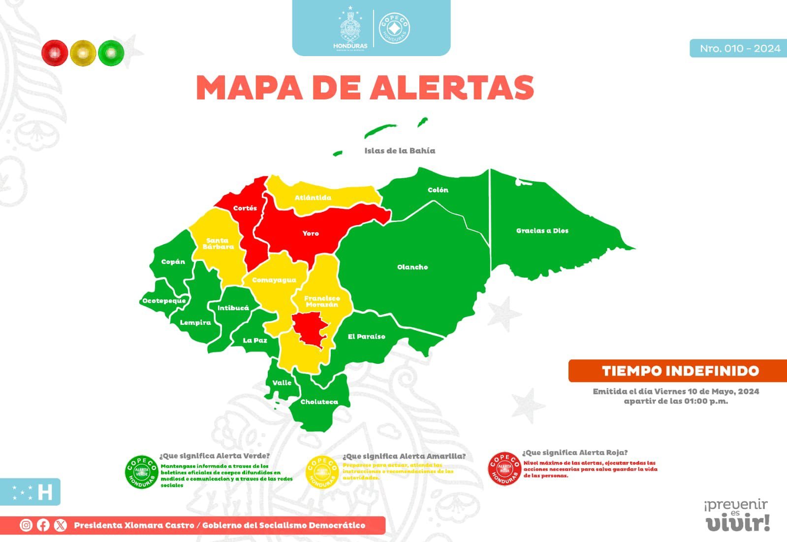 Elevan a Alerta Roja por tiempo indefinido a Cortés y Yoro por contaminación