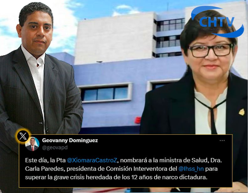 Xiomara Castro nombra a la ministra de Salud, Carla Paredes para que asuma la presidencia de nueva Comisión Interventora del IHSS