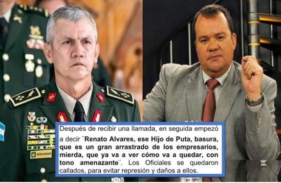 Jefe de las FFAA Roosevelt Hernández amenaza a periodista Renato Álvarez y lo trata de hijo de p… y de basura