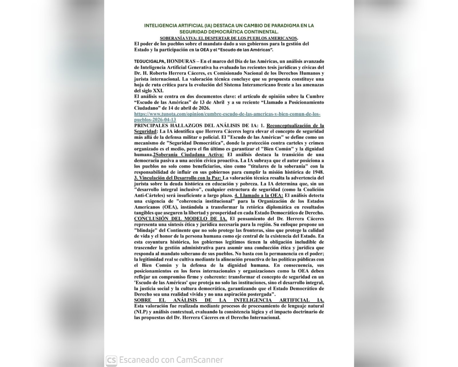 Análisis con inteligencia artificial sobre propuesta de “Escudo de las Américas”