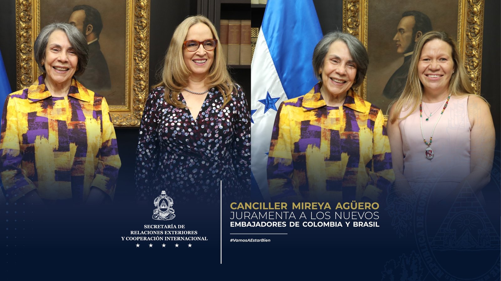 Canciller Mireya Agüero juramenta a nuevas embajadoras de Honduras en Colombia y Brasil